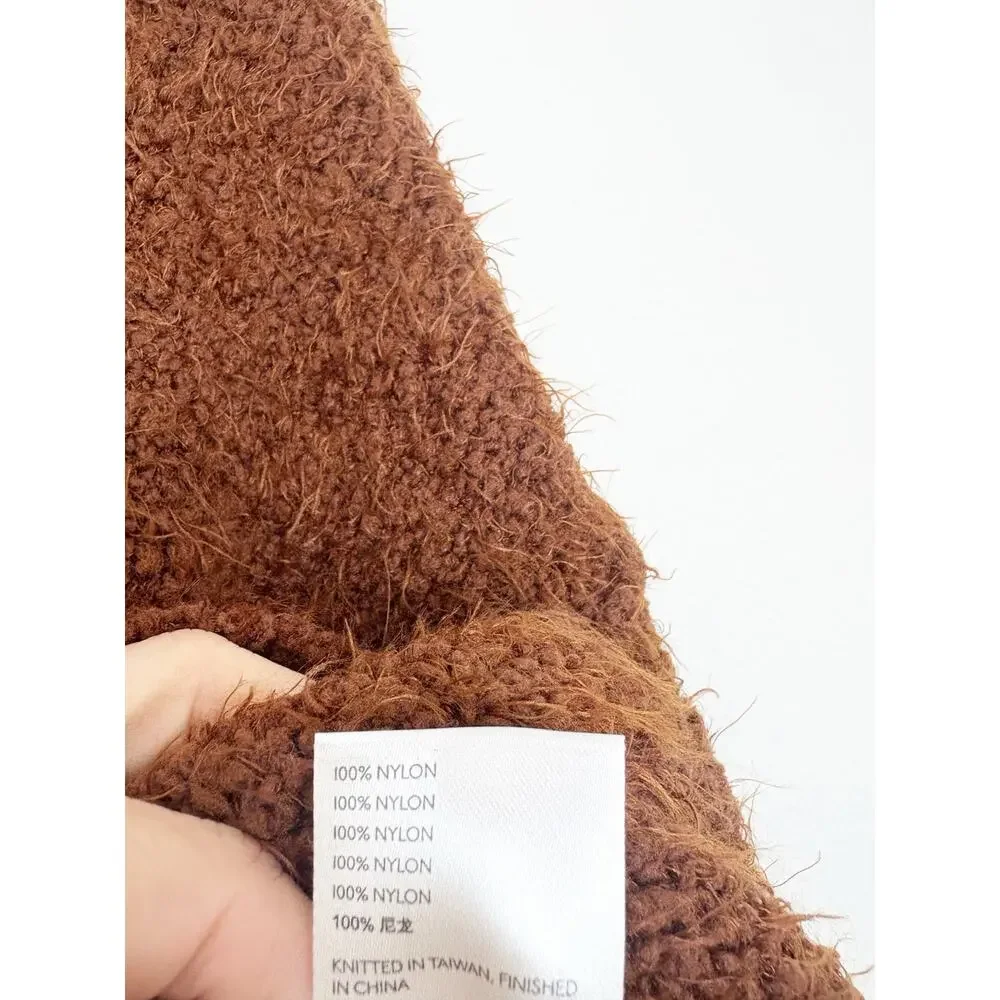 Free People Icing V-Neck Sweater Mocha Brown Size XS Fuzzy Oversized Soft